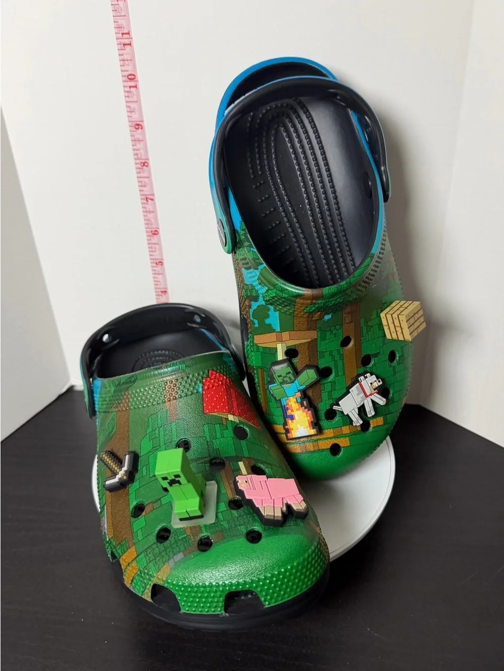 CROCS Kids Green Minecraft Clog with Blue Strap